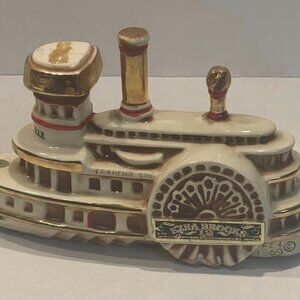 Vintage Ezra Brooks Delta Belle Steamboat Paddle Wheel Empty Decanter 1969